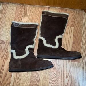 Cole Haan Air Nike Air Sole Lily Brown Suede Shearling Waterproof Boots 10